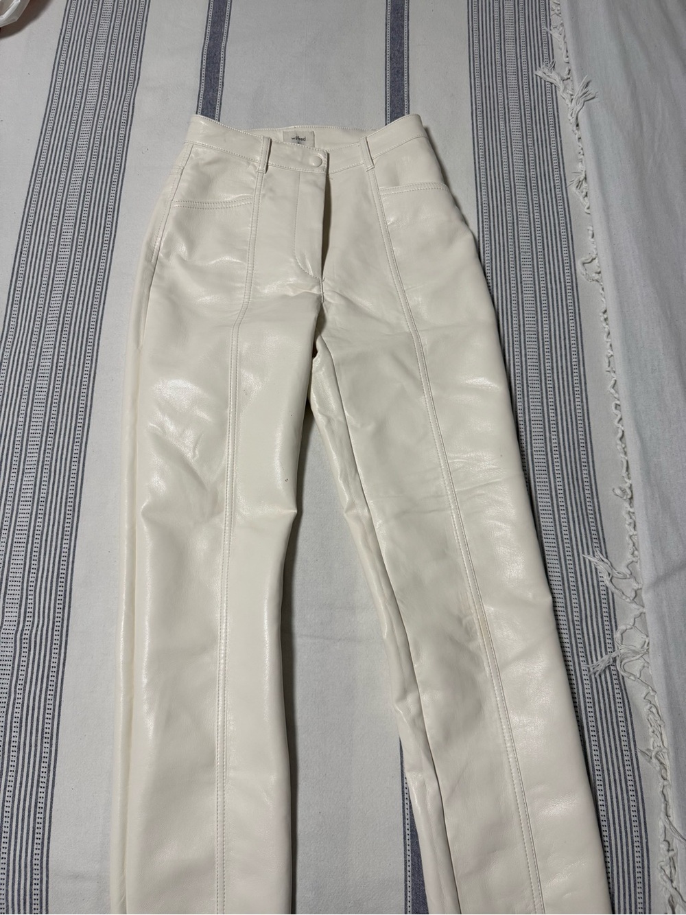 Wilfred Cream Faux Leather Straight-Leg Pants